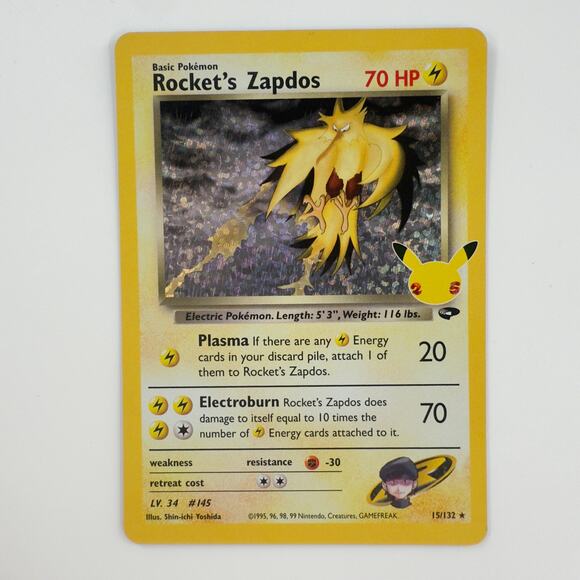 Rocket’s Zapdos 15/132 Celebrations Classic Collection Holo NM/M Pokémon - Picture 1 of 6